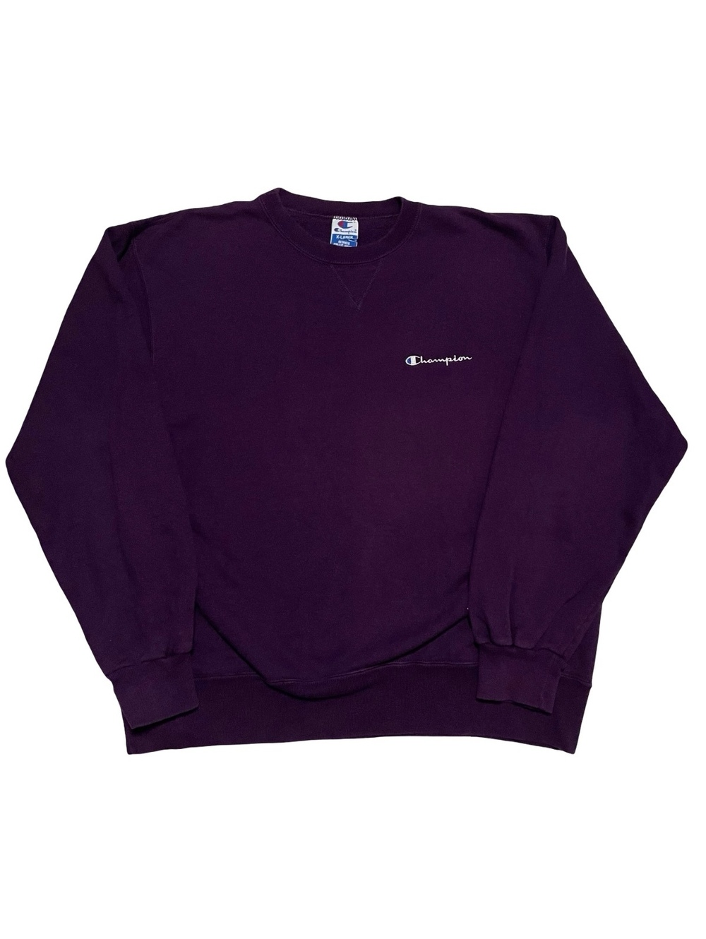 Vintage 90s Champion Sweatshirt Purple Size XL Made In USA Spellout Crewneck
